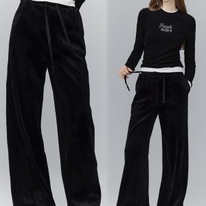 Casual Fleece-Lined Sweatpants for Winter, Versatile Early 80s Commuter Style, Fashionable Comfort Pants
