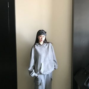 Casual Knitted Hoodie and Loose Fit Pants Set - High-Frequency Lazy Style Lounge Wear for Relaxed 90s Inspired Looks