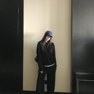 Casual Knitted Hoodie and Loose Fit Pants Set - High-Frequency Lazy Style Lounge Wear for Relaxed 90s Inspired Looks