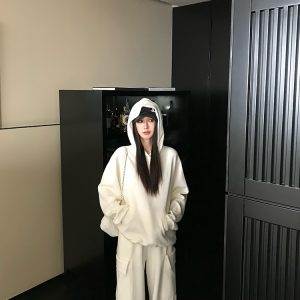 Casual Knitted Hoodie and Loose Fit Pants Set - High-Frequency Lazy Style Lounge Wear for Relaxed 90s Inspired Looks
