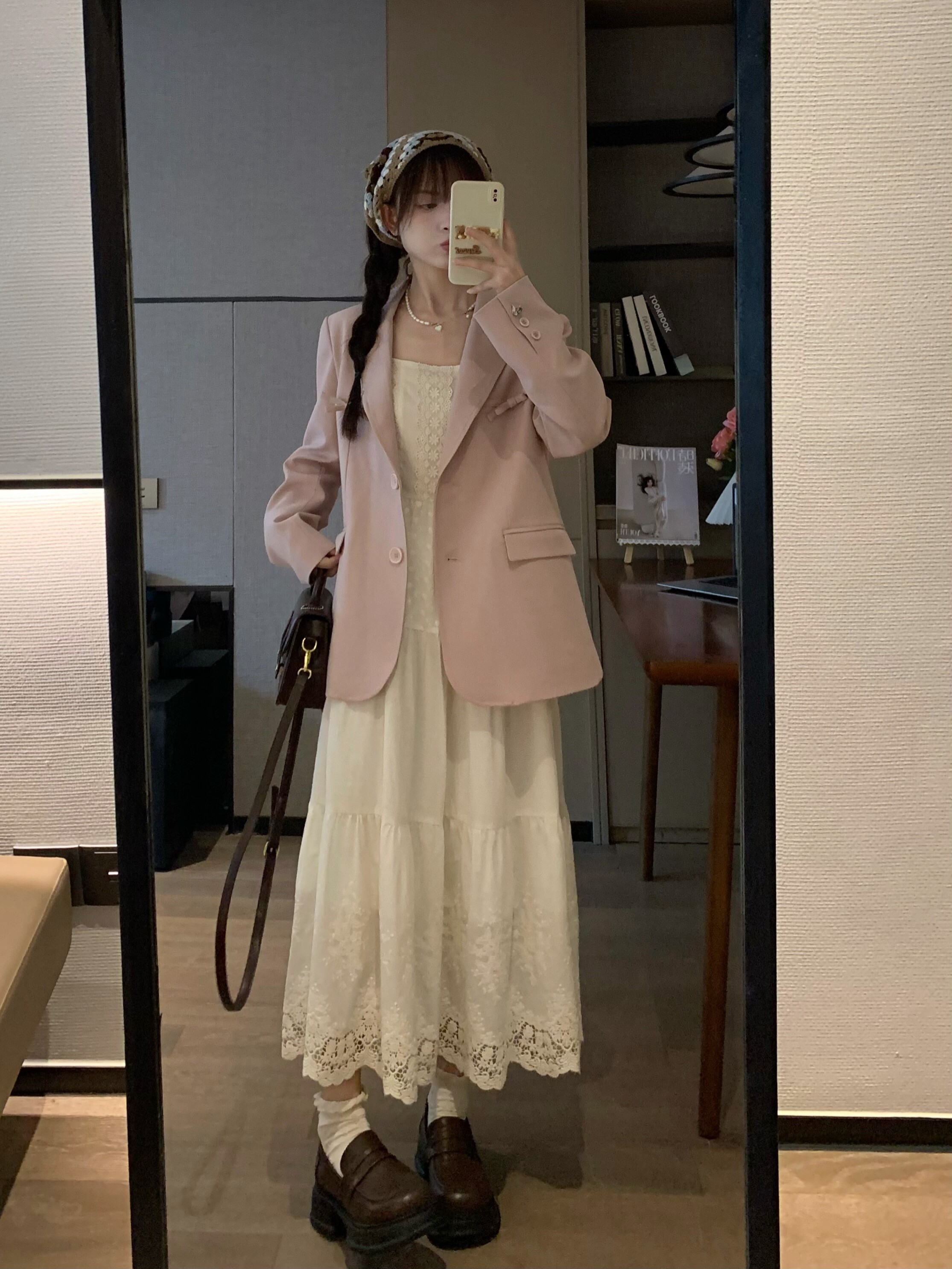 Casual Loose-Fit Mid-Length Pink Blazer for Women - Spring 2023 Slimming Silhouette Fashion Outerwear