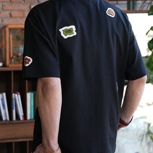 Casual Minimalist Patch Embroidery Short Sleeve T-Shirt for Men - Summer Trendy Round Neck Tee in Hong Kong Style