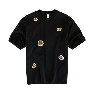 Casual Minimalist Patch Embroidery Short Sleeve T-Shirt for Men - Summer Trendy Round Neck Tee in Hong Kong Style