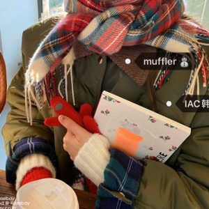 Casual Tie-Up Cute Winter Color Plaid Scarf - Korean Style Accessory for Cozy Fashion