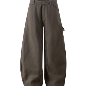 Casual Wide-Leg Baggy Pants with Curved Blade Silhouette - Trendy American Banana Style for Effortless Fashion
