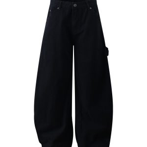 Casual Wide-Leg Baggy Pants with Curved Blade Silhouette - Trendy American Banana Style for Effortless Fashion