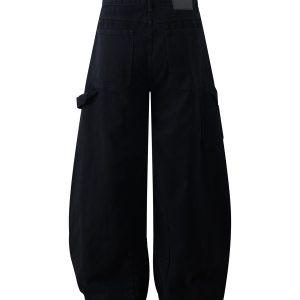Casual Wide-Leg Baggy Pants with Curved Blade Silhouette - Trendy American Banana Style for Effortless Fashion