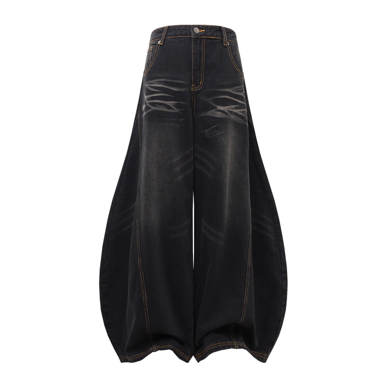 Cat Whisker Curved Blade Jeans - Relaxed Banana Pants in American Style - Trendy 90s-Inspired Denim for Effortless Chic