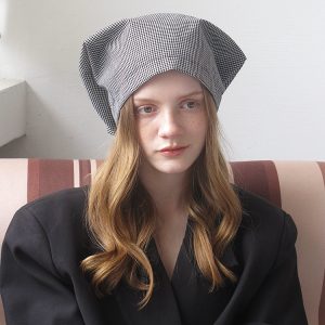 Checkered Beret Hat for Women - French Style Fluffy Foldable Hat, Versatile & Face-Enhancing for Spring Outings