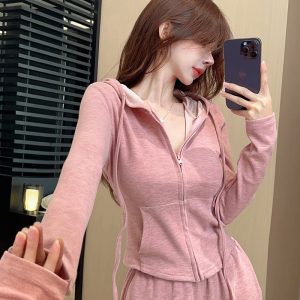 Chic Casual Sports Hoodie and Wide-Leg Pants Set for Women, Trendy Street Style, High-End Vibe, Cool Girl Outfit