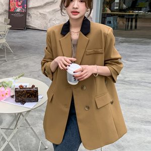 Chic Dark Coffee Small Suit Jacket for Women - High-End Casual Blazer for Petite Sizes, Perfect for Spring and Autumn