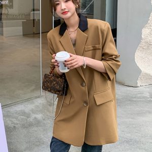 Chic Dark Coffee Small Suit Jacket for Women - High-End Casual Blazer for Petite Sizes, Perfect for Spring and Autumn