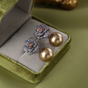Chic Floral Pearl Earrings for Women, Lightweight Luxury S925 Silver Camellia Design, Unique Fashion Jewelry