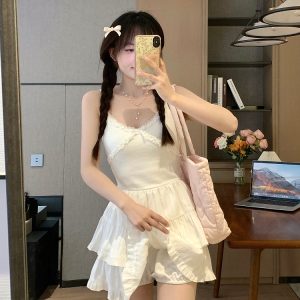 Chic French Style Spaghetti Strap Mini Dress - Sweet Summer Slimming Cake Dress for First Love Vibes