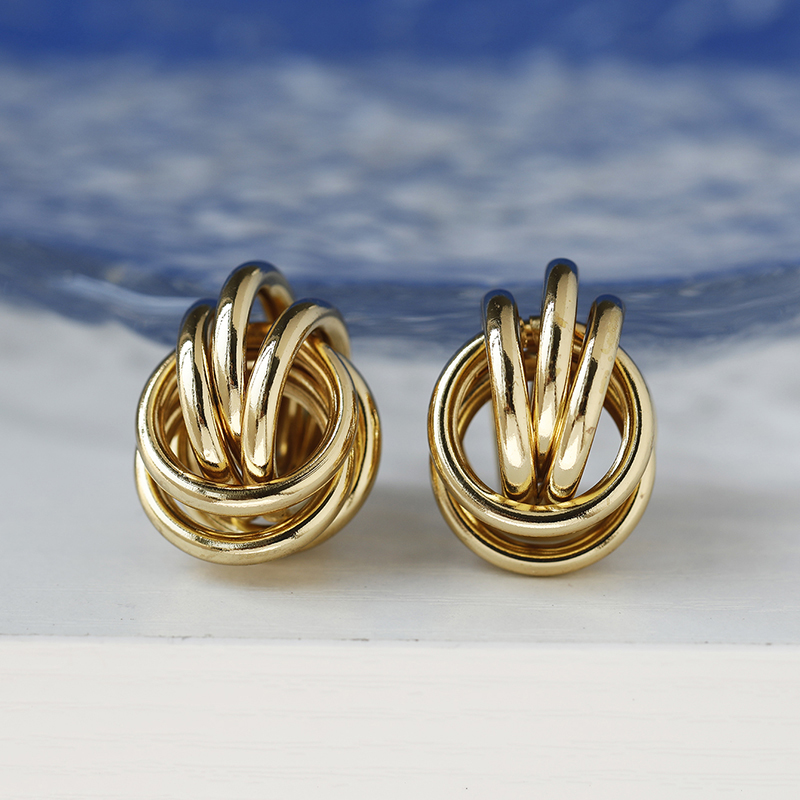 Chic Metal Round Interwoven Earrings - Versatile Fashion Jewelry for Dating, Runway Shows, and Special Occasions