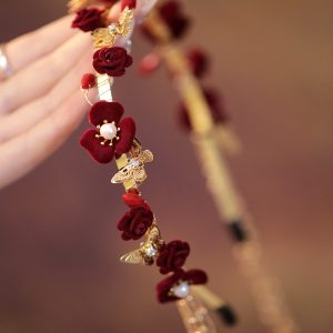 Chinese Classical Long Tassel Wedding Headdress - Red Hairband for Hanfu, Ancient Style Fairy-Like Hair Accessory