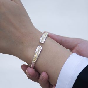 Chinese Style Lucky Cat Pure Silver 9999 Gold-Plated Cuff Bracelet for Women - Ancient Method Open Bangle Gift