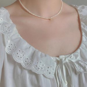 Choker Natural Pearl Small Bead Vintage Necklace for Women, Elegant Y2K Inspired Jewelry