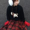 Christmas Puppy Black Knitted Sweater for Women - Vintage Jacquard Pullover, Loose Fit, Cozy Autumn Winter 2023 Style