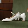 Chunky Heel Mary Jane Wedding Shoes for Brides, Comfortable Chinese Style Footwear, Perfect for Qipao and Long Wear