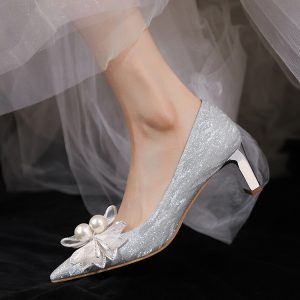 Chunky Heel Wedding Shoes with French Crystals - Stunning High Heels for Brides, Two-in-One Design for Comfort and Daily Wear