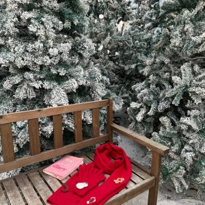 Chunky Knit Vintage Red Scarf and Gloves Set | Cozy Winter Accessories | 90s Inspired Fashion Statement