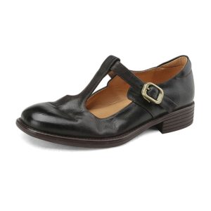 Chunky Low Heel T-Strap French Mary Jane Shoes for Women, Retro Genuine Leather, Shallow Mouth, British Style, Vintage-Inspired Flat Shoes