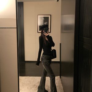 Classic American Fleece-Lined Flared Jeans for Women - Vintage Floor-Length Peach Butt Style, Supermodel Proportions, Y2K Fashion