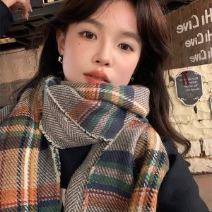 Classic Plaid Scarf for Women - Thick Warm Shawl & Versatile Neck Warmer for Winter 2023, Cozy Layering Essential