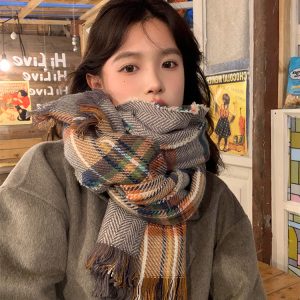 Classic Plaid Scarf for Women - Thick Warm Shawl & Versatile Neck Warmer for Winter 2023, Cozy Layering Essential