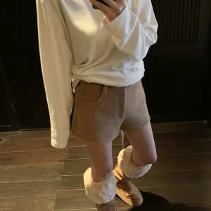 Classic Retro Wool Double-Breasted Lapel Jacket and Shorts Set for Women - Winter Fashion Essential
