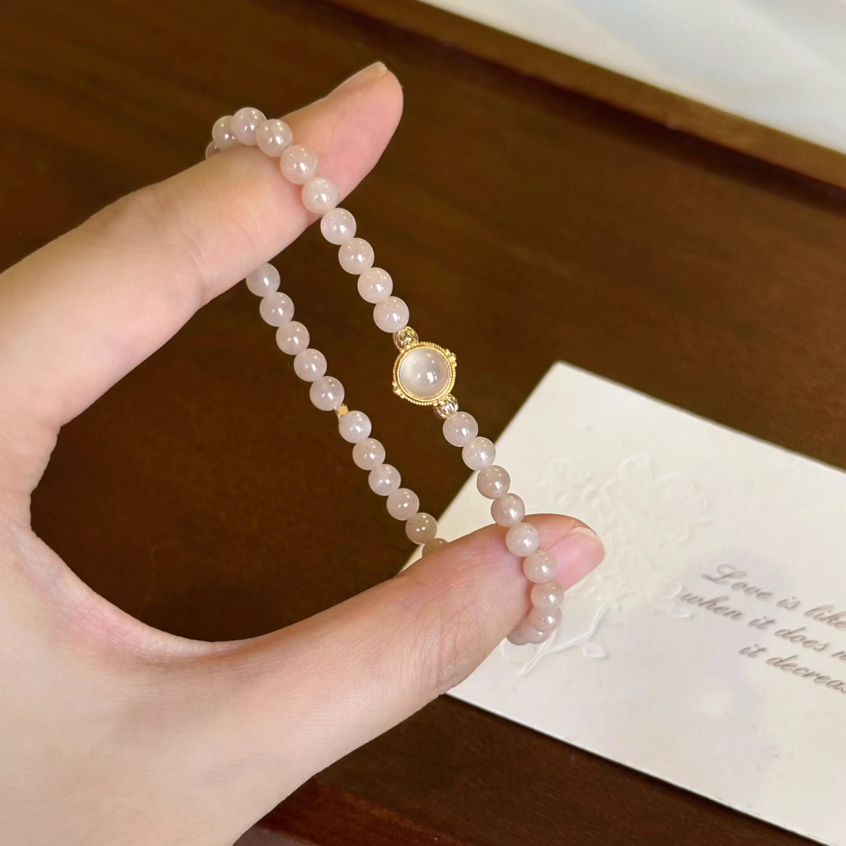 Classy Natural Moonstone Chalcedony Bracelet for Women – Exquisite Light Luxury Handcrafted Jewelry with French Design Elements