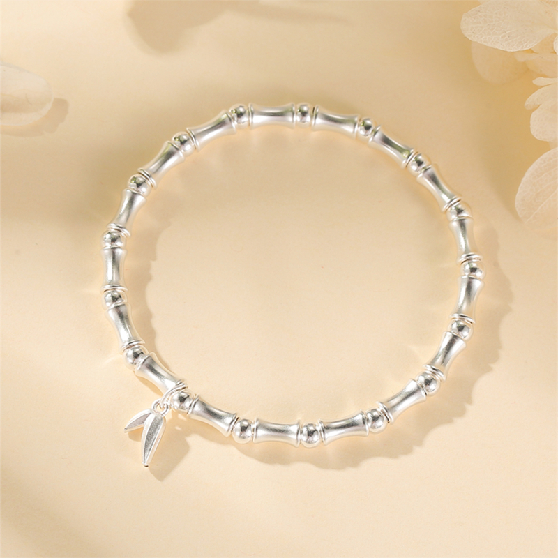 Classy S925 Pure Silver Bamboo Joint Bracelet for Women - Elegant Decorative Design, Chic Fashion Accessory