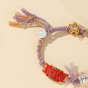 Classy S925 Pure Silver Fortune Pendant Bracelet for Women - Chinese Style Colorful Hand Rope Jewelry