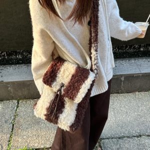 Coffee Truffle Autumn Winter Soft Crossbody Bag - Large Capacity Versatile Shoulder Bag for Everyday Style