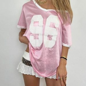 Color-Block Off-Shoulder V-Neck Casual T-Shirt - Digital Print, Loose Fit, Short Sleeve, American Street Style, Quick-Dry Fashion Top