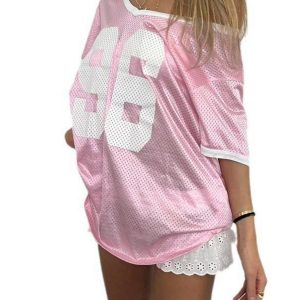 Color-Block Off-Shoulder V-Neck Casual T-Shirt - Digital Print, Loose Fit, Short Sleeve, American Street Style, Quick-Dry Fashion Top