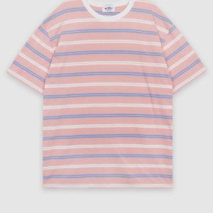 Color-Blocked Striped Casual Short-Sleeve T-Shirt - Handmade Korean Style, Chic 90s Fashion, Perfect for Everyday Wear
