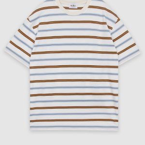 Color-Blocked Striped Casual Short-Sleeve T-Shirt - Handmade Korean Style, Chic 90s Fashion, Perfect for Everyday Wear