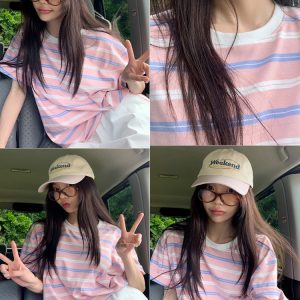 Color-Blocking Brim Baseball Cap with Embroidered Letters - Korean Style Dongdaemun Fashion Accessory