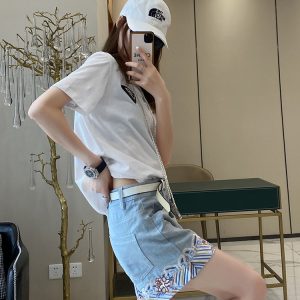 Colorful Ethnic Embroidery Denim Shorts for Women - Stylish Summer Versatile Trendy Fashion, Perfect for Festival and Casual Wear
