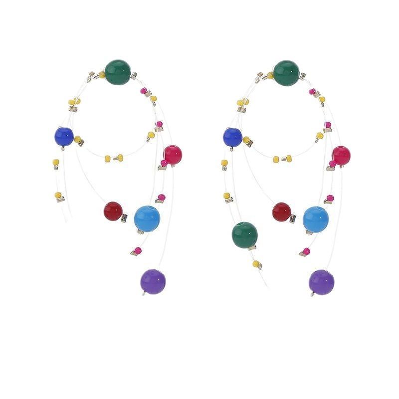 Colorful Fireworks Beaded Earrings - 2024 New Dopamine Contrast Color Long Earrings for Personality and Fun