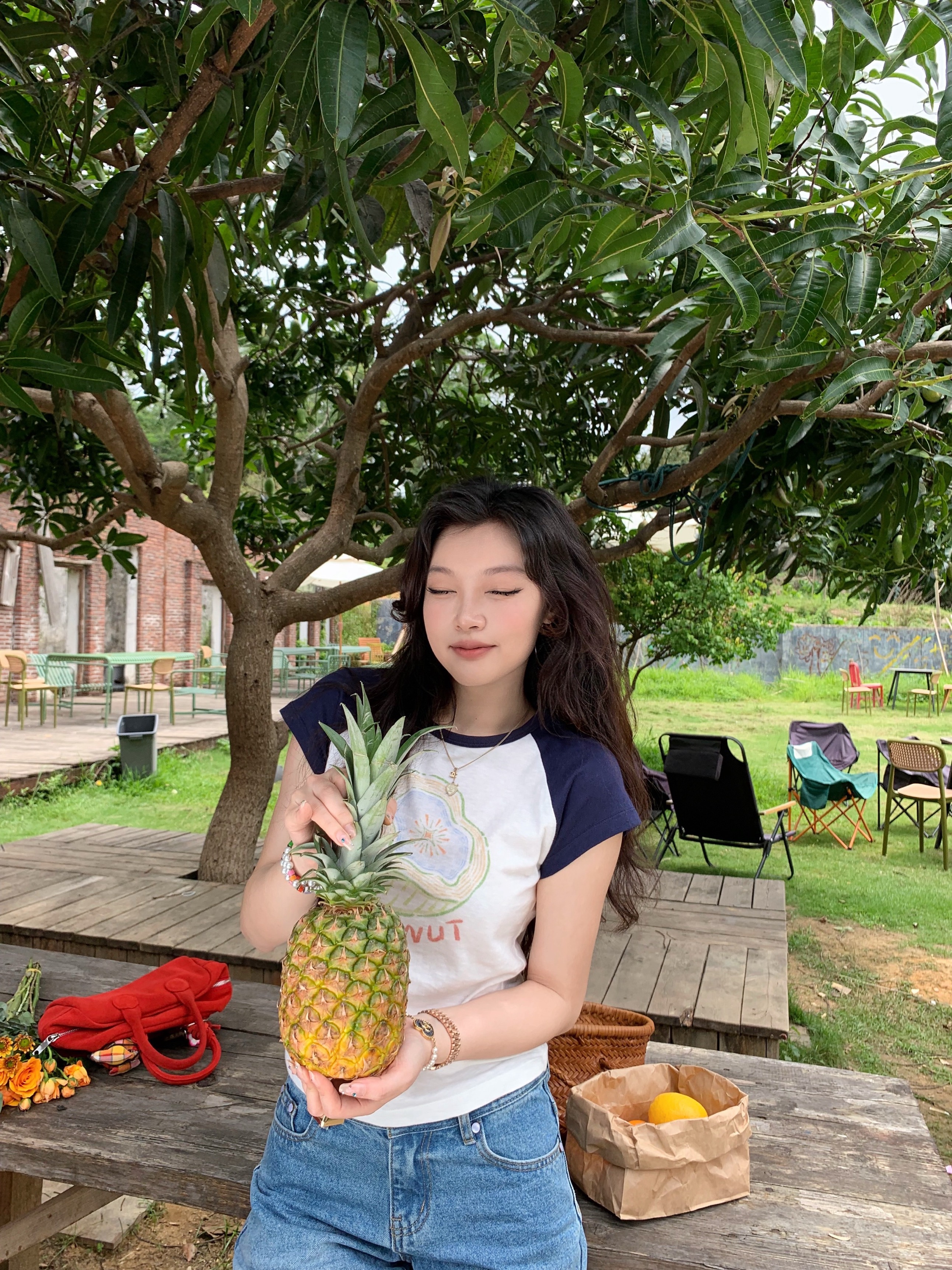 Colorful Fruit Print T-Shirt - Comfortable Snowflake Cotton, Three-Color Design, Fun Summer Style, Y2K Inspired Fashion