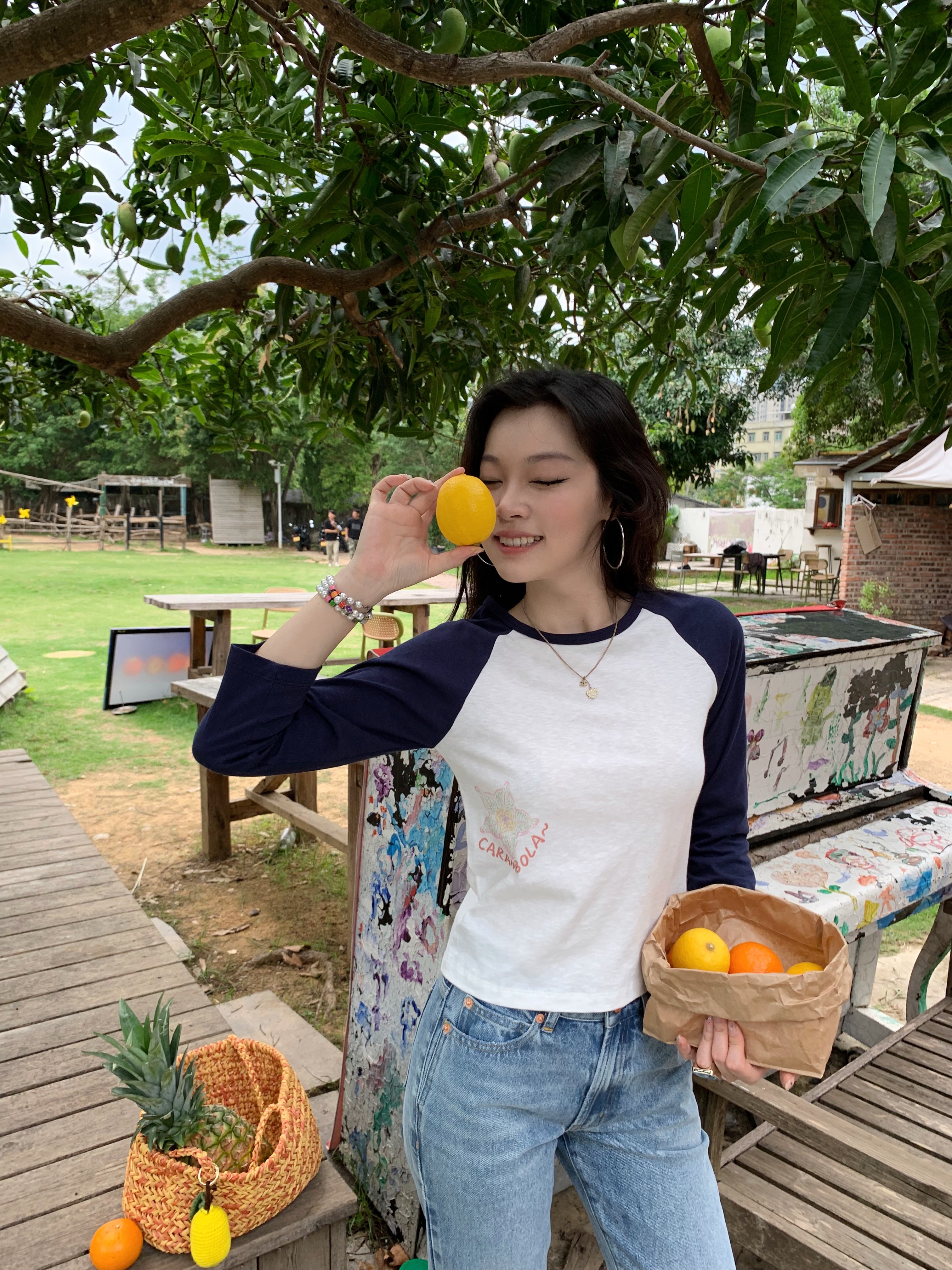 Colorful Fruit Print T-Shirt - Comfortable Snowflake Cotton, Three-Color Design, Fun Summer Style, Y2K Inspired Fashion