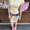 Colorful Waist-Cinched Shoulder Tee - Cool, Breathable Summer Top for Effortless Style - Perfect for 90s and Y2K Fashion Lovers