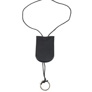 Compact Leather Key Pouch - Stylish Mini Pull-Out Design for Neck Hanging Key Storage Accessory