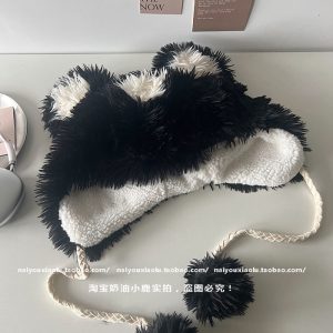 Cozy Plush Teddy Bear Hat for Women, Thick Fleece-Lined Pullover for Winter Ear Protection, Trendy Lei Feng Style