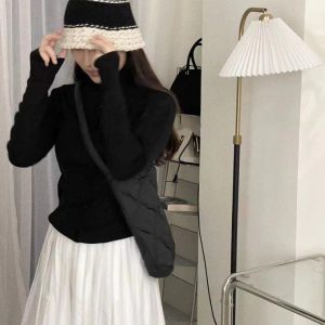 Cream Alpaca Wool Knitted Fisherman Hat - Handmade Winter Warm Korean Style Beanie