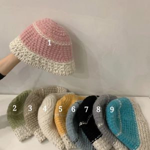 Cream Alpaca Wool Knitted Fisherman Hat - Handmade Winter Warm Korean Style Beanie