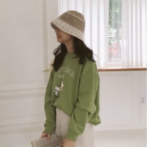 Cream Alpaca Wool Knitted Fisherman Hat - Handmade Winter Warm Korean Style Beanie